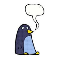 cartoon penguin with speech bubble N68