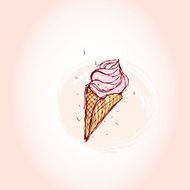 pink ice cream Hand drawn sketch on background vector