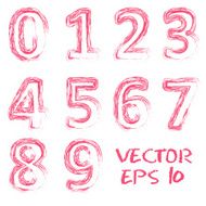 Vector red handwritten numbers