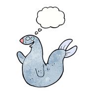 cartoon happy seal with thought bubble N22