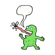 cartoon frog catching fly with speech bubble N15
