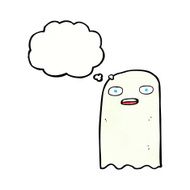 funny cartoon ghost with thought bubble N99