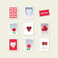 Valentine&#039;s Day postal stamps set