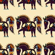 ethnic seamless pattern fabric with unusual tribal animal N19