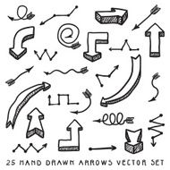 Black hand drawn arrows vector set