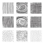 set of hand drawn lines textures scribbles pen N2