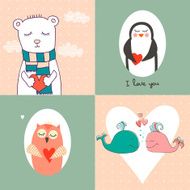 Bright cards with animals in vector