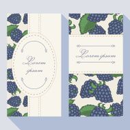 Business card set with blackberryes doodle frames