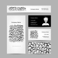 Business cards collection people crowd design