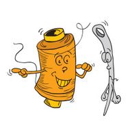 reel and needle cartoon