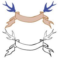 two swallows holding a banner