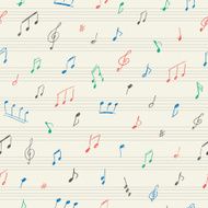 Music seamless pattern with handwritten musical notes