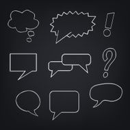 Speech bubbles on blackboard