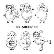 Year of Sheep hand drawing sketch Vector