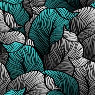 Retro seamless pattern with abstract doodle leaves
