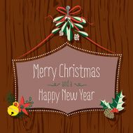 Christmas Card on wooden Background - Illustration