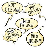 Vector Set of Greeting Bubble with Text - Merry Christmas