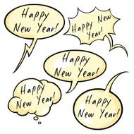 Vector Set of Greeting Bubbles Happy New Year