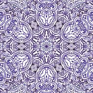 Seamless purple watercolor doodle fantasy decorative background