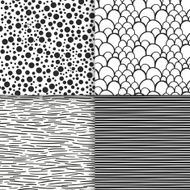 Simple neutral monochrome seamless patterns set