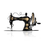 Sewing machine retro sketch for your design N2