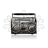 Retro cassette recorder sketch for your design N3