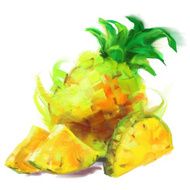 drawing pineapple with a slice