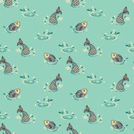 Seamless graphic pattern with fish N2