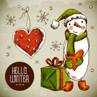 Christmas Greeting Card with snowman N2