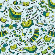 Musical seamless pattern with doodles design elements