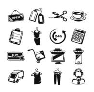E commerce black icon set