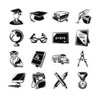 Education black icons set