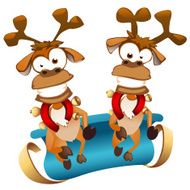 Christmas deers with sledge