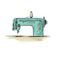 Sewing machine retro sketch for your design N3