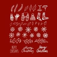 Christmas doodle hand drawn design elements N2