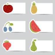 Doodle fruits cards in retro colors