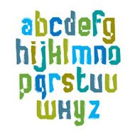 Lowercase calligraphic brush letters hand-painted bright vector