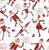 Santa Claus snowflakes seamless pattern