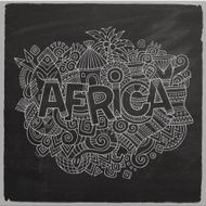 Africa doodles elements chalkboard background
