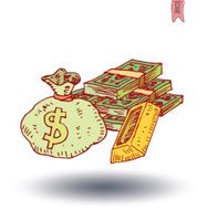 Money and business icon hand drawn