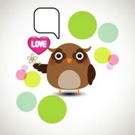 Cute owl holding a flower with speech bubble