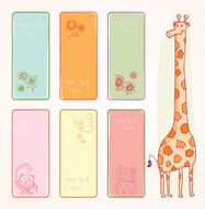 Banners animals and flowers vector illustration