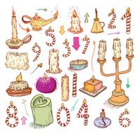 collection of candles candles icons drawn vector illustration N2