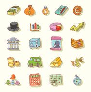 Doodle Bank icon hand drawn illustration