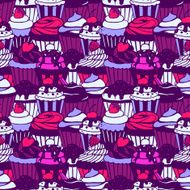 Seamless pattern with sweet cupcakes N2