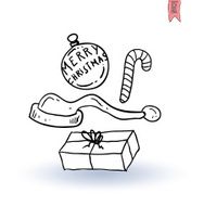 Set of red Santa Claus hats vector illustration