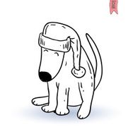 dog icon christmas- illustration