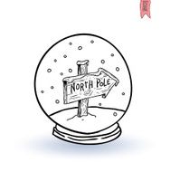 glass dome winter scene vector illustration