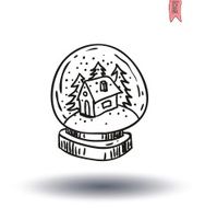 glass dome winter scene vector illustration N2