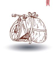 Christmas gifts bicycle vector illustration